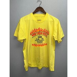Vintage Hell Creek Shirt Run Thru Hell Ranch Michigan Yellow Tee Medium